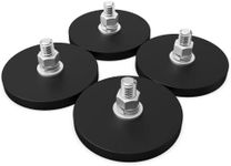 TSUYA 4Pcs Rubber Coated Magnets, 92LBS Neodymium Magnet Base with M8 Threaded Studs and Nuts, Strong Flag Magnet Mount Base with Black Rubber Coating for Light Bar and Add Mirrors