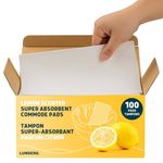 Lunderg Lemon Scented Super Absorbent Commode Pads - Value Pack 100 Count - Bedside Commode Liners Disposable, Adult Commode Chair, Portable Toilet Bags - Make Your Life Easier