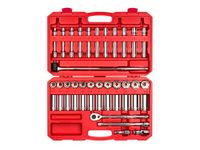 TEKTON 1/2 Inch Drive 6-Point Socket and Ratchet Set, 51-Piece (10-32 mm) | SKT25201