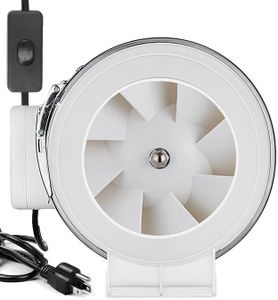 modunful 6 Inch Duct Fan with Switch Inline Ventilation Exhaust Fan 3-pin, 280 CFM Duct Intake High Efficiency Air Fan for Vent Bathroom, Kitchen, Grow Tent, Hydroponics, 3D Printer