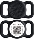 Joytale [ NO APP Required ] Silent Silicone QR Code Dog Tag, Slide On Dog Tags for 3/8-5/8 Inch Wide Collars or Vest, NFC Pet Online Profile, Scan QR to Send Location Alert Email, Black, S