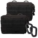 MOLLE Pouches - 2 Pack Tactical Compact Water-Resistant Utility Gadget Gear EDC Pouch (2 Pack Black)