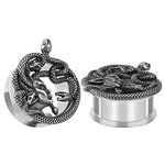 COOEAR 1 Pair Flesh Ear Gauges Piercing Plugs Tunnels Snake Earrings Stretchers Expander Men Women Gift Body Jewelry.