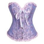 ZM1980s Women's Corset Top Lace Up Satin Boned Overbust Corset Bustier Top Vintage Plus Size Bridal Lingerie Basques Bodyshaper Gothic Underbust Corset Top Bodysuit Sexy Halloween Costume