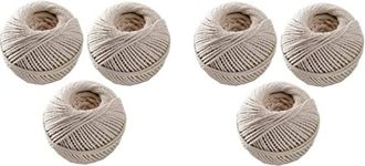 Cotton String Ball White 60M Per Roll - Kitchen Cooking String for Meat and Making Sausage - Cotton String for Handmade Wall Hanging Art & Crafts - Household - DIY - Office - Garden (Pack of 6)