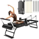 MU Pilates Reformer, Foldable Reformer Pilates Machine & Equipment for Home Use and Gym Workout, Suitable for Advanced and Beginners Users, Up to 400 lbs Weight Capacity, Black