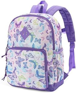 Backpack for Little Girls, VASCHY Cute Rainbow Lightweight Water Resistant Toddler Preschool Kindergarten Backpacks for Kids with Chest Strap Sparkly Butterflies