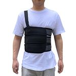 Rib Belt Chest Binder for Broken Injury Ribs, Elastic Rib Brace Compression Support to Reduce Rib Cage Pain, Breathable Chest Protector Wrap for Cracked, Fractured, Dislocated and Post-Surgery Ribs (L (33" to 43"))