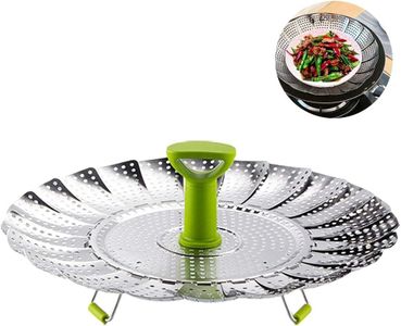 Vegetable Steamers Basket, BetterJonny Stainless Steel Collapsible Steamer Insert Folding Steamer with Anti-hot Extendable Handle and Non-Slip Legs