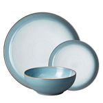 Denby - Azure Blue Dinner Set For 4 - 12 Piece Ceramic Tableware Set Blue, White - Dishwasher Microwave Safe Crockery Set - 4 x Dinner Plate, 4 x Small Plate, 4 x Cereal Bowl