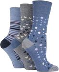 SOCK SHOP GENTLE GRIP Bamboo Crew Socks 3 Pair Womens Sizes UK 4-8 US 5-9 (Denim)