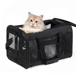 HITSLAM Pet Carrier Cat Carrier Soft Sided Pet Travel Carrier for Cats, Small dogs, Kittens or Puppies, Collapsible,Durable,Airline Approved,Travel Friendly (M)