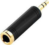 tisino 1/4 to 3.5mm Stereo Adapter, 1/4 inch Female to 1/8 inch Male Mini Jack Aux Converter Headphone Adapter - Black, 1PCS