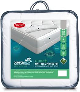 Tontine Comfortech Allergy Plus Single Bed Anti Allergy Anti Stain Mattress Protector, 50cm Fitted Skirt, Teflon Fabric Protection, Anti Microbial Protection, Waterproof Backing, Machin Washable