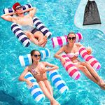 MLRYH Inflatable Pool Floats Hammock, 3 Pack Swimming Pool Float Adult Inflatable Water Hammock,Multi-Purpose Pool Hammock (Saddle, Lounge Chair, Hammock, Drifter) for Adults Kids Vacation