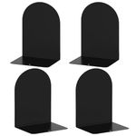 Lulonpon 4pcs Book Ends, Black Bookends, Non-Skid Book End, Metal Bookends for School Library and Desktop Organizer, Acrylic Book Ends for Book Shelves