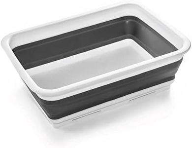 BINO Collapsible Wash Basin - White | Portable Dish Tub | Kitchen | Camping | Sink | Home Essentials | Baby Travel | Folding Dish Pan for Maximum Space Saving
