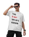 Broke Memers Oversized This is not Taylorsversion Taylor's Music Album Graphic Print Drop Shoulder T-Shirt for Men and Women (S, Off White)