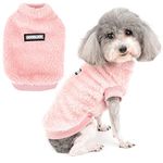 Zunea Dog Jumper Winter Warm Fleece Sweater Coat for Small Dogs Soft Pullover Jacket Coat Fuzzy Puppy Clothes Cold Weather Vest Pet Girls Boys Apparel for Chihuahua Yorkie Cats Pink L