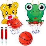 Basketball Hoop for Kids, 2PCS Cartoons Mini Basketball Hoop, with 2 Basketball, Mini Basketball Decompress Game Gadget Toy Home for Indoor Sports Party Balls Boys Girls 1-6 Year Old