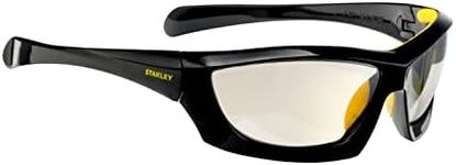 Stanley In-Out Lens Full Frame Safety Glasses - Outdoor Grey Tinted Lens High UV Protection Glasses - Black Frames and Padded Brow Guard - Rubber Tipped No-Slip Design - SY180-9D