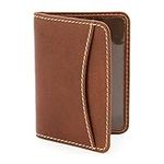 Leather Travel Pass/Oyster Card Holder with Contrast Stitching by 1642 (Brown)