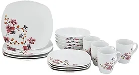 Safdie & Co. HK02323 Set-16Pcs Set, Dinner P 10.5", Salad P 7.5", Bowls 6", Mugs 12oz, White