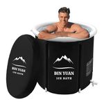 B&Y Portable Ice Bath Tub, Foldable Bathtub for Adult Inflatable Outdoor Cold Plunge Tub Freestanding Bathtub Hot Tub Spa Tub for Shower Stall (Black, 31.5"Φ x 31.5"H)