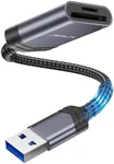 SD Card Reader, JSAUX USB 3.0 SD to SD/Micro Card Adapter 5Gbps 2TB Capacity TF SD Micro SD SDXC SDHC MMC RS-MMC Micro SDXC Micro SDHC UHS-I for Windows Linux Chrome Read 2 Cards Simultaneously-Grey