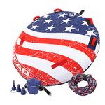 SportsStuff Stars & Stripes Kit | 1-2 Rider Towable Tube w/Rope & Pump