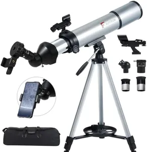 Telescope for Kids & Adults – 80mm Refractor Telescope with 600mm Focal Length, Tripod, Barlow Lens & Phone Adapter – High Powered Astronomical Telescopes for Beginners, Telescopio para Adultos
