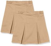 Amazon Essentials Girls' Uniform Skort Skirts, Pack of 2, Khaki Brown, 10 Years Plus