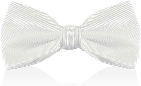 LUTHER PIKE SEATTLE White Bow Ties For Men - Mens Woven Pre Tied Bowties For Men Bowtie Tuxedo Solid Color Formal Bow Tie