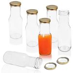 Pure Source India Clear Glass Milk, Water and Juice Bottle With Airtight Cap - 200 Ml (Set of 6 Pieces) Transparent