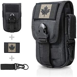 WYNEX Tactical Phone Pouch Molle, Smartphone Holster Bag EDC Utility Cellphone Lock Card Holder Organizer Fit for Waist Belt Case Include Tactical Gear Clip and Canada Patch