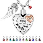 Dletay Heart Cremation Necklace for Ashes Cremation Jewelry with 12 Birthstones Urn Necklace for Ashes-Your Wings were Ready but My Heart was Not, Stainless Steel, stainless-steel