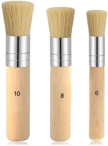 TAHULIK 3PCS Wooden Stencil Brush, Stencil Paint Brush, Natural Bristle Brushes for Acrylic Oil Watercolor Painting Project DIY Crafts, 3 Sizes