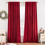 MIULEE Velvet Curtains 96 inches - Luxury Blackout Curtains for Bedroom Living Room Super Soft Window Drapes Rod Pocket & Back Tab Decor, Red, W52 x L96 inch, 2 Panels