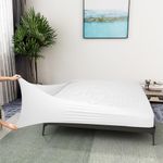 Box Spring Cover King Size - Jersey Knit & Stretchy Wrap Around 4 Sides Bed Skirt for Hotel & Home - King/Cal King, White