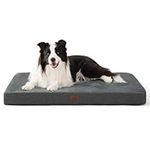 Bedsure Crate Bed - Memory Foam Washable Mattress, Orthopedic Flat Dog Bed with Removable Cover, S/M/L/XL, Grey/Navy