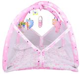 Toddylon Baby Play Gym New Born Baby Bedding|Mat With Hanging Toys|Mattress With Mosquito Net|Cotton Playing Mat|Baby Crawling Mats|Playmats & Floor Gyms (0-6 Months),1 Count,Pink