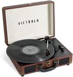 Victrola VSC-400SB-DBR-SDF Journey+ Dual Bluetooth Portable Suitcase Turntable (Dark Brown)