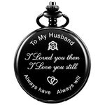 Pocket Watch Men Personalized Black Chain SIBOSUN Quartz Gift Wife to Husband Engraved Full Hunter