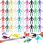 FINGOOO 50PCS Stretchy Men Coloured Skeleton Halloween Party Bag Fillers for Kids Unisex Stretchy Man Lucky Gift Toy for Children Party Bag