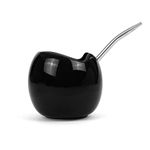 Milltown Merchants Ceramic Mate Gourd and Bombilla Set - Yerba Mate Gourd - Easy To Clean Mate Cup/Filter Straw for Yerba Mate Tea and Mate Infused Drinks (1 pack, Black)