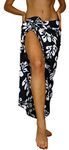 King Kameha Funky Hawaiian Cover-up Pareo Sarong, Hibiscus, Black, Big