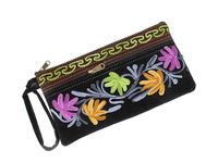 A.Peer Kashmiri Hand Embroidered Wristlet Velvet Purse, Black