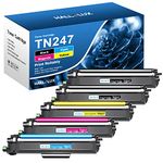 HALLOLUX TN-247 5-Pack Toner Cartridges Replacement for Brother TN243-CMYK TN247 Compatible with MFC-L3750CDW MFC-L3770CDW MFC-L3710CW DCP-L3550CDW DCP-L3510CDW (2 Black 1 Cyan 1 Magenta 1 Yellow)