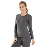 Subuteay Thermal Tops Fleece Lining Long Sleeve Thermal Shirt Womens, V Neck - Dark Gray, XX-Large