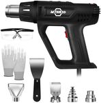 MTHKLO Heat Gun 1800W Fast Heat Hot Air Gun Kit with 50℃- 600℃ Dual-Temperature 10-Adjust and 4Nozzles for DIY Shrink PVC Tubing/Wrapping/Crafts,Stripping Paint with Multiple Accessories (Black)